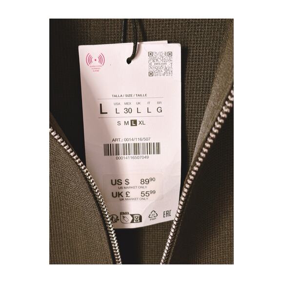 NEW Zara Knit Jacket Size M Green $89 Full Zip Bomber - Picture 7 of 8